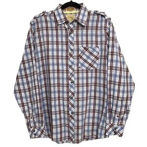 Sovereign Code Mens Long Sleeve Blue Red Plaid Button Up Down Shirt Size M